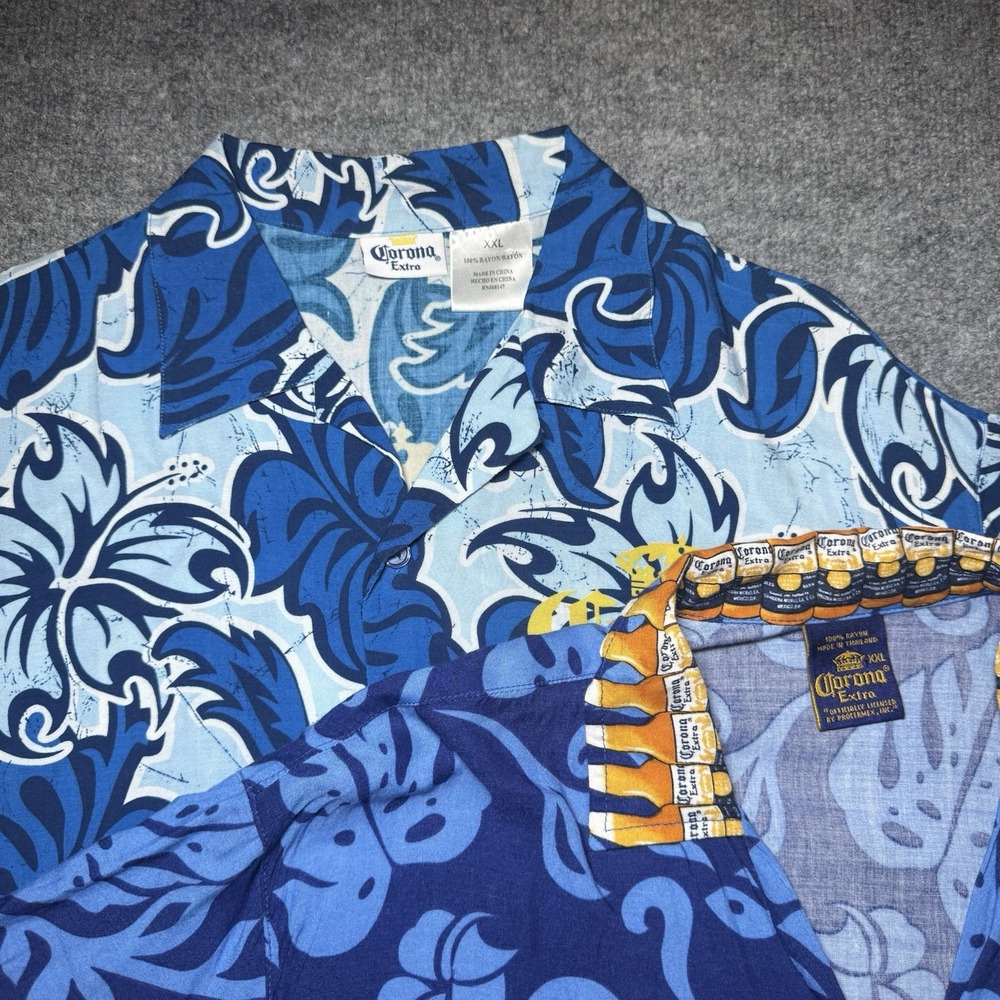 Lot of 2 Corona Beer Hawaiian Shirt Men 2XL Button Up Tropical‎ Beach Vacation - Picture 2 of 13